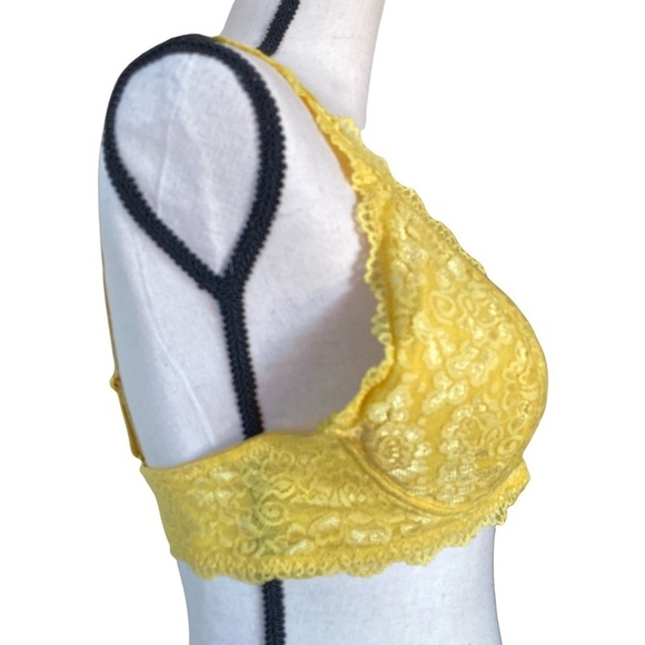 Black Fuchsia by Secret Lace-Lace neon yellow unwire brassiere size XL - Picture 2 of 10